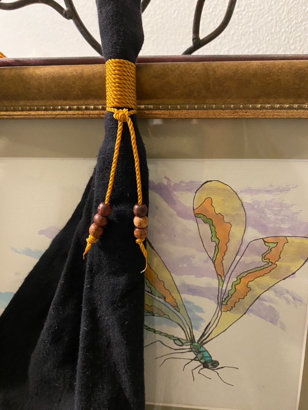 Black and Teal Boho Shoulder Bag with Decorative Trim - Picture 6 of 9
